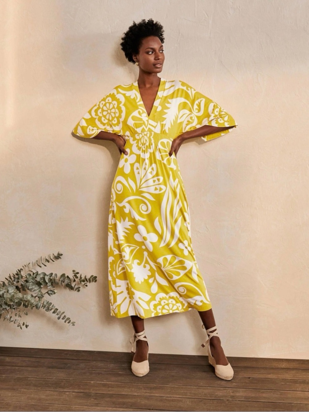 Boden Yellow and White Floral Maxi Dress